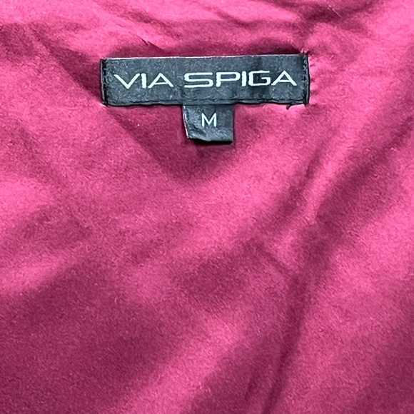 VIA SPIGA 2001 collection - black Faux Fur vest lined with burgundy sateen- med - Picture 6 of 8